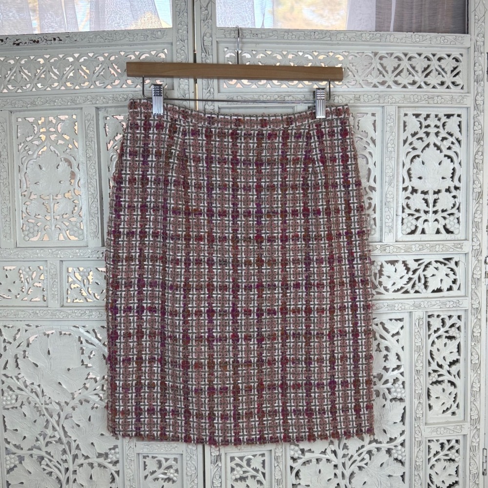 Vtg Neiman Marcus Pink‎ Tweed Pencil Skirt Womens 8 Preppy Career Business